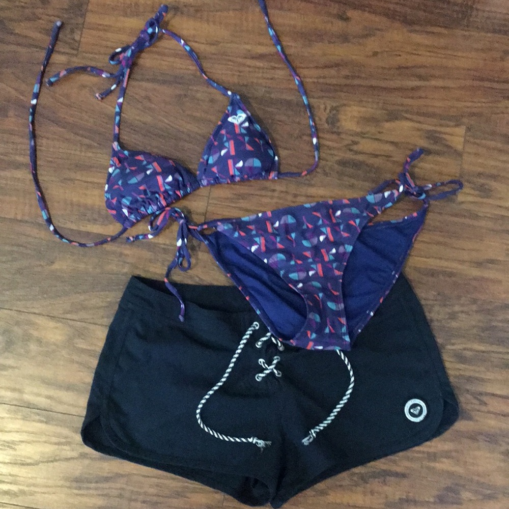 Roxy bikini and board shorts bundle